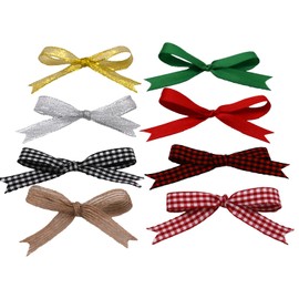 DAZUINIAO 110 Yards Burlap Fabric Ribbon Black and White Gingham Ribbon Red Green Satin Ribbon Metallic Glitter Gold Ribbon for Gift Wrapping, Holiday Christmas Ribbons for Crafts Bows, 3/8inch