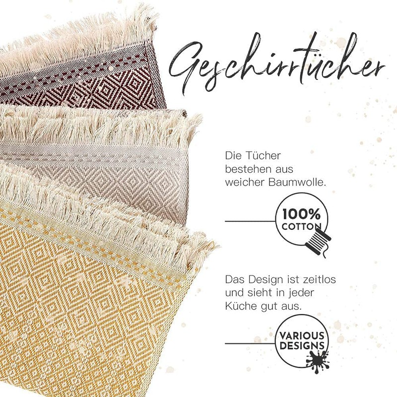 BOHORIA® Premium Tea Towels, Set of 3, High-Quality Tea Towels,