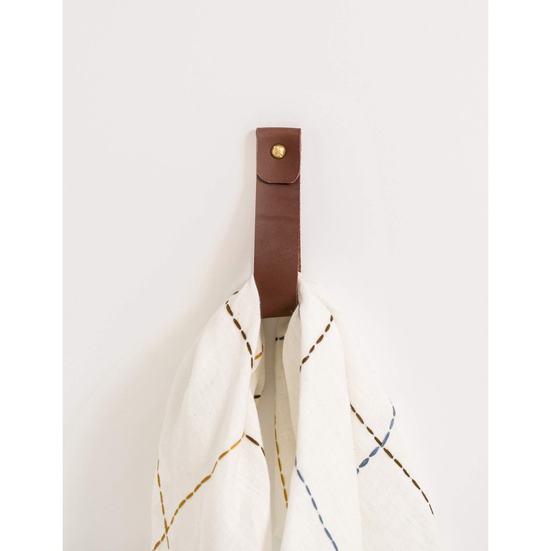 Keyaiira - Medium Brown Leather Wall Hook, Wall Hanging Strap