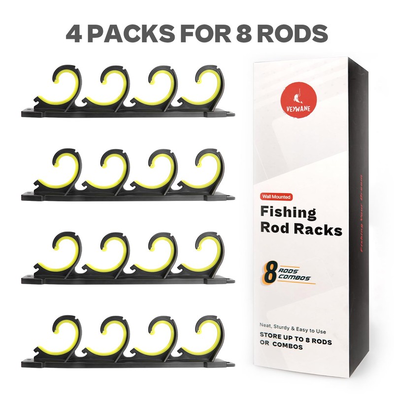 Fishing Rod Rack for Garage/Vehicle, Horizontal or Ceiling Wall Mounted