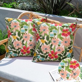 Aisybaklyn Cushion Cover 45 x 45 cm Outdoor Cushion Covers Waterproof Decorative Cushion Covers Sofa Cushion for Bench Cushion Spring Outdoor Cushion Summer Decorative Cushion Pink Cushion Flower