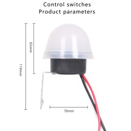 2 Pack AC DC 12V 10A Auto On Off Photocell Light Switch Photoswitch Light Sensor Switch Lighting Dusk to Dawn Sensor for Gardens, Street Lights (Switch 2pcs)