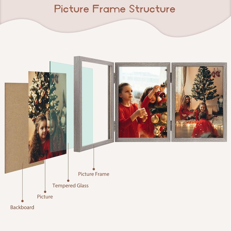 Space Art Deco Triple 5x7 Picture Frame, 3 5x7 Folding
