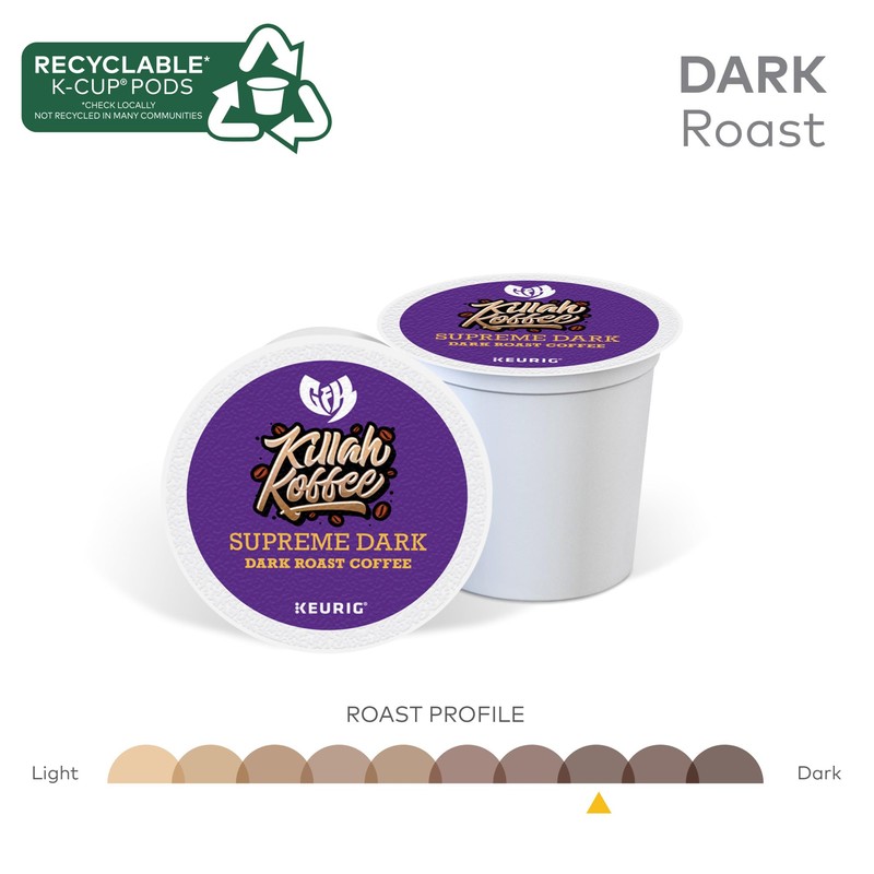 Killah Koffee Supreme Dark Roast, Keurig Single-Serve K-Cup Pods, Dark