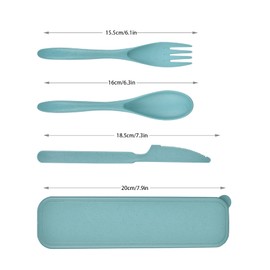 Reusable Wheat Straw Cutlery with Case, Portable Dark Utensils Set for Adults, Tableware Camping Cutlery Set for 4 People, Travel Utensils for Kitchens, Dishwasher Safe