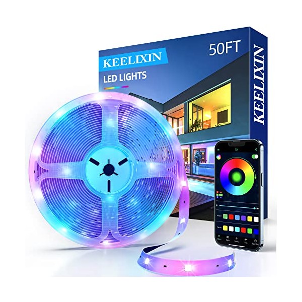 KEELIXIN 50ft LED Strip Lights,Led Lights for Bedroom,LED Light Strip,LED