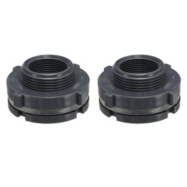 PATIKIL PVC Bulkhead Fitting G 1-1/4, 2 Pcs Double Threaded Bulkhead Water Tank Connector with PVC Seal Gasket for Rain Bucket, Sinks, Aquariums, Grey