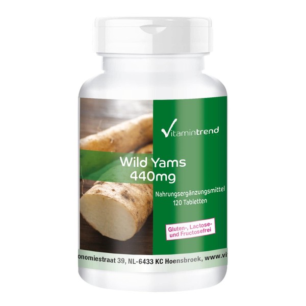 Wild Yams Extract 440 mg - 120 Tablets - 20% Diosgenin - Yam Root Extract - High Dose - Vegan - Bioavailable Supplements from Germany | Vitamintrend®