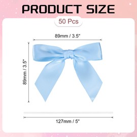 PATIKIL 50 Pcs Satin Ribbon Twist Tie Bows 3.5 Inch Small Craft Bows for DIY Gift Wrapping Champagne Bottle Wedding Christmas Birthday Decor, Dark Blue