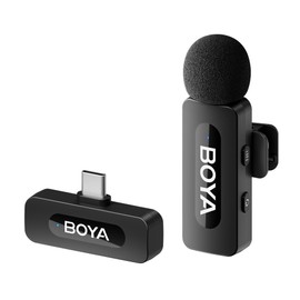 Boya BY-V10 USB C Wireless Lavalier Microphone for Android PC, Noise Reduction, Mini Lapel Microphone for YouTube, Podcast, Facebook, Tiktok Vlogging Recording
