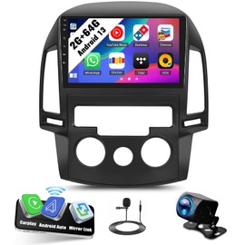 SIXWIN Android Car Stereo for Hyundai I30 2006-2011 Manual A/C with Wireless CarPlay Android Auto Mirror Link 2G+64G 9 Inch Touchscreen Bluetooth GPS Navigation WiFi FM Backup Camera MIC