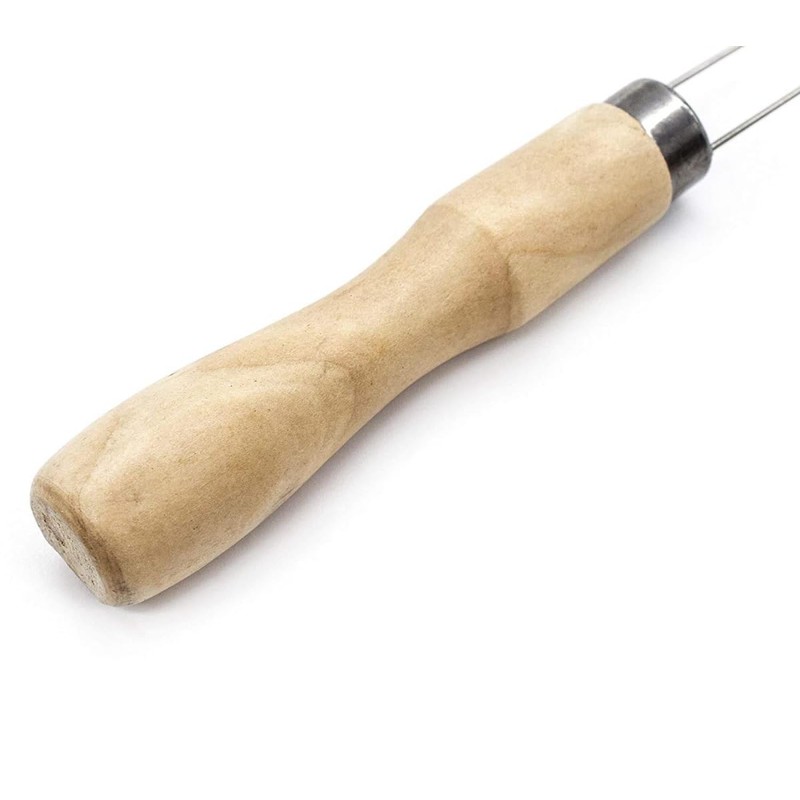 Button Hook and Zipper Pull Assist Tool with Wooden Handle