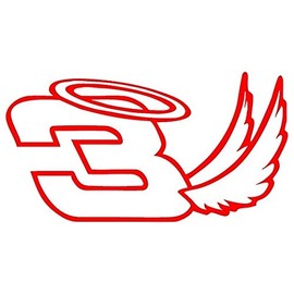 Decal Flags USA Dale Earnhardt #3 with Wings - Red - Peel and Stick Sticker - Auto, Wall, Laptop, Cell, Truck Sticker for Windows, Cars, Trucks