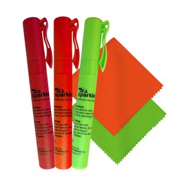 OPTIPAK Sparkle Anti-Reflective Pen Lens Cleaner Spray kit | (3x) 0.3oz Glasses Cleaner Pen Spray+(2x) Microfiber Cloth for Eyeglasses, Sunglasses, Lenses, Screens and Camera Cleaning Kit(5 Piece Set)