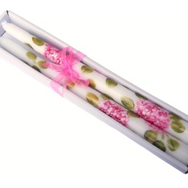 Decorative Dripless Romantic Spring Decorations Hand Painted Pink Hydrangea Flower Taper Candles Shabby Chic Floral Decor Home Accents