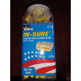 Ideal 200 Ideal In-Sure Push-In Wire Connectors 4 PORT #12-20 Gauge YELLOW New