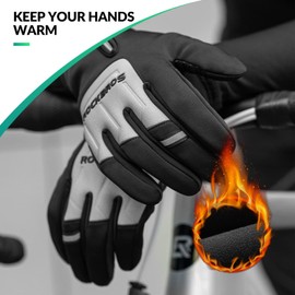 ROCKBROS Cycling Gloves Men Women Touchscreen Winter Gloves Warm Sports Outdoor Windproof Non-Slip Running Gloves for Bicycle Skiing Hiking Running MTB Gloves
