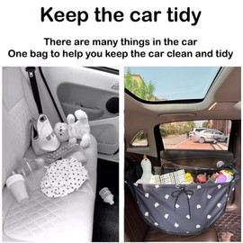 Zjyufy Car Backseat Organizer Bag Hammock Large Passenger Seat Storage Bag Collapsible Portable Foldable Car Shopping Bag Shoulder Tote Bag for Travel Picnic