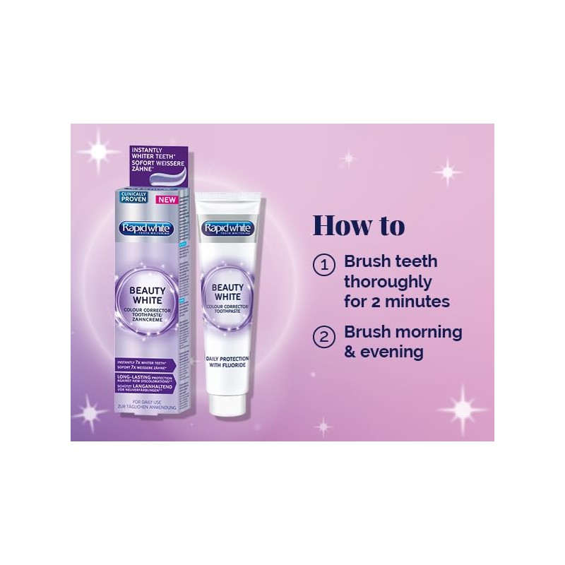 Rapid White Beauty White Toothpaste For 7x Whiter Teeth Without