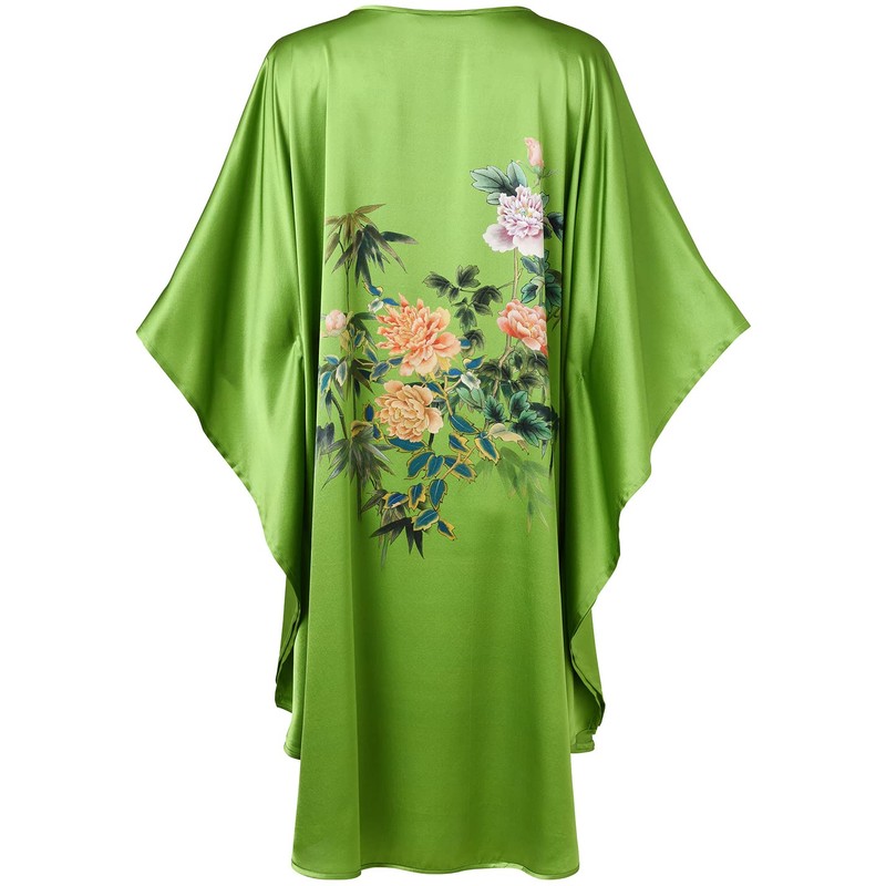 Ledamon Women's 100% Silk Short Robe Bathrobe Nightgown Pajama Sleepwear