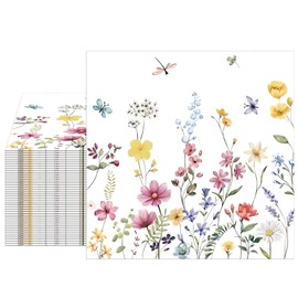 40 Pcs Floral Wildflower Dinner Beverage Napkins Disposable Paper Colorful Wild Flower Dessert Napkin for Bridal Shower,Wedding,Spring Holiday,Easter Birthday Supplies