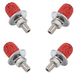 Lunsom License Plate Screws Kits, Bling Car Tag Plate Frames Covers Car License Plate Mounting Bolt 4 Pack Trim Replacement Kit (Red)