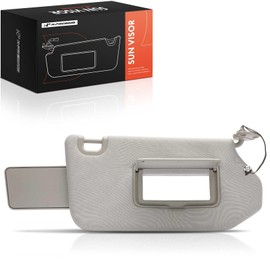 A-Premium Passenger Right Side Sun Visor Compatible with Infiniti JX35, QX60 & Nissan Pathfinder, 2013-2019 - with Vanity Light, with Vanity Mirror, with sliding sun visor extension, Gray Color