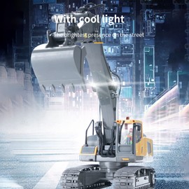RC Excavator 1/20 2.4GHz 11CH RC Construction Truck Engineering Vehicles Educational Toys for Kids with Light Music GLFA