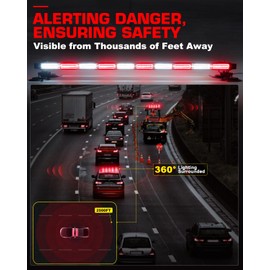 LRTER 42" Rooftop 206 LED Emergency Traffic Security Light bar Strobe Beacon Lights Bar Magnetic Base Warning Flashing Light for Construction Vehicles Trucks Postal Mail Carrier Snow Plow, Red/White