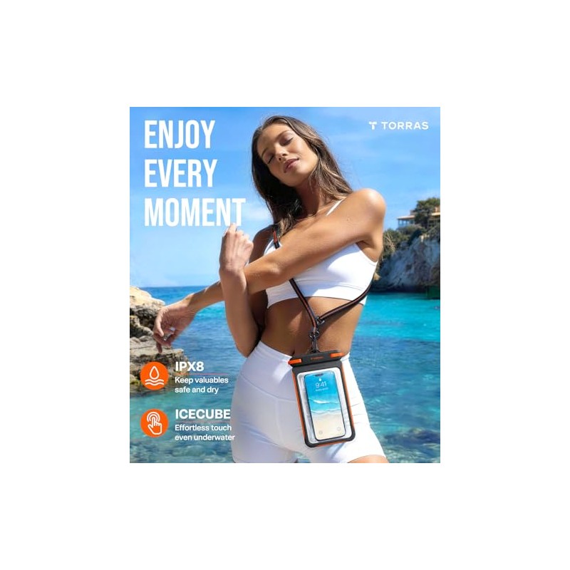 TORRAS Waterproof Phone Pouch - 2 Pack for Beach &