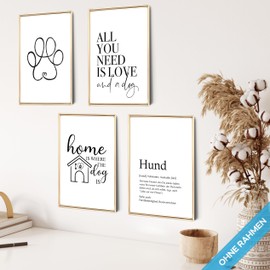 mojoliving Moderne Hund Wandbilder Poster Set Bilder Wanddeko Wohnzimmer Deko Schlafzimmer Fotowand Bild für die Küche Aesthetic Poster (Hund)