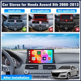 UNITOPSCI 4GB+64GB 8 Core Android 15 Car Radio for Honda Accord 8th 2008-2013 with CarPlay Android Auto, 10 Inch IPS Touchscreen, Bluetooth 5.0/GPS/WiFi, FM/RDS/DSP 32EQ, 59 UI, Backup Camera/SWC/MIC