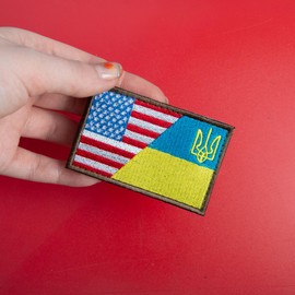 Bluyellow 2Pcs Ukraine American Flag Patch, Embroidered Hook and Loop Military Morale Tactical USA Ukraine Patch for Tactical Backpack, Vest, Helmet, Hat, Jacket, Airsoft, Dog Vest, 3x2 Inches