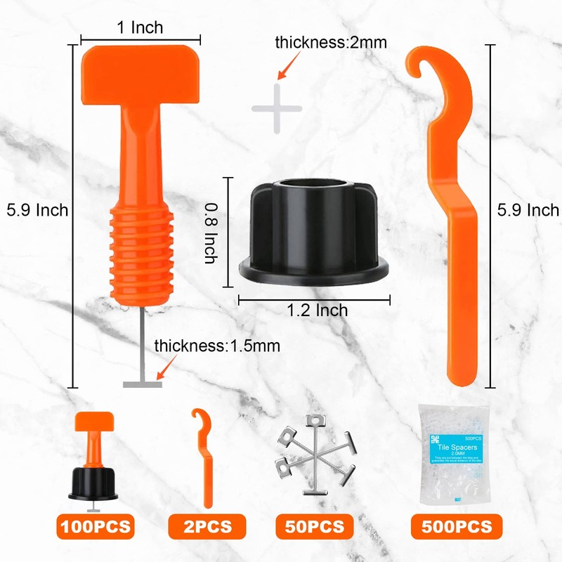 Storystore Tile Leveling System Kit, 100 PCS 1/16'' Levelers, 500