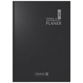 BRUNNEN Appointment & Lesson Planner (2025/2026), 2 Pages = 1 Week, A5, 224 Pages, Plastic Cover Baladek, Black