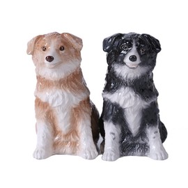 4.75 inches Border Collie Couple Magnetic Salt and Pepper Shaker Kitchen Set