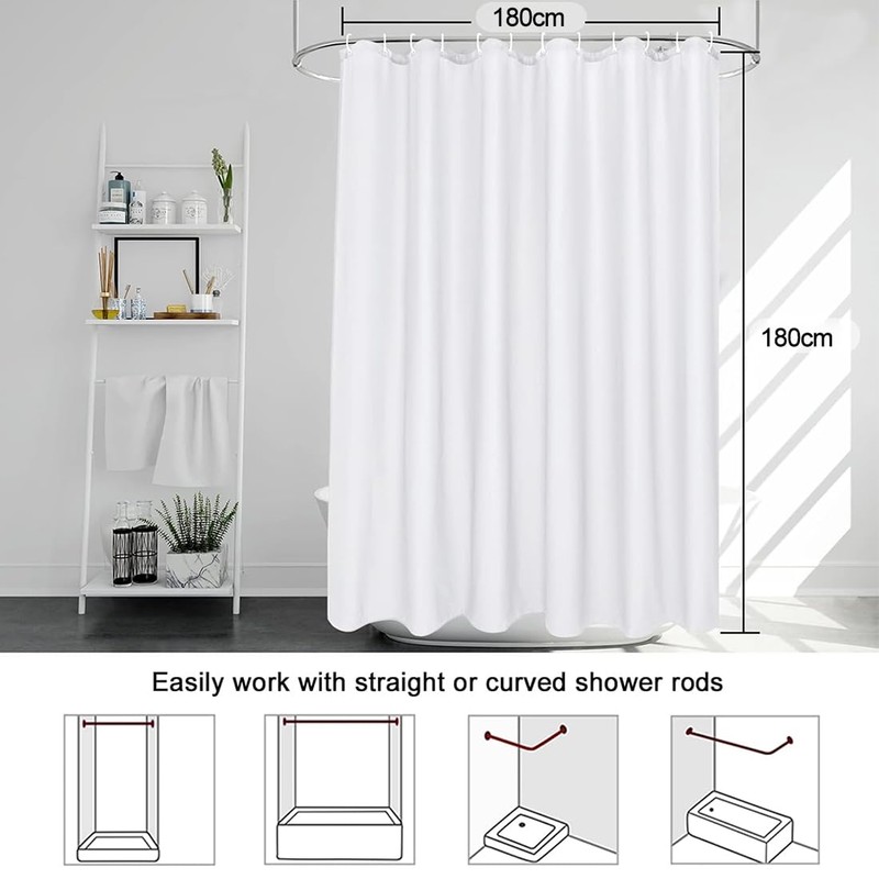 W SINWEDA Cortina Baño, Cortinas de Ducha/Bañera 180X180 cm, Impermeable,