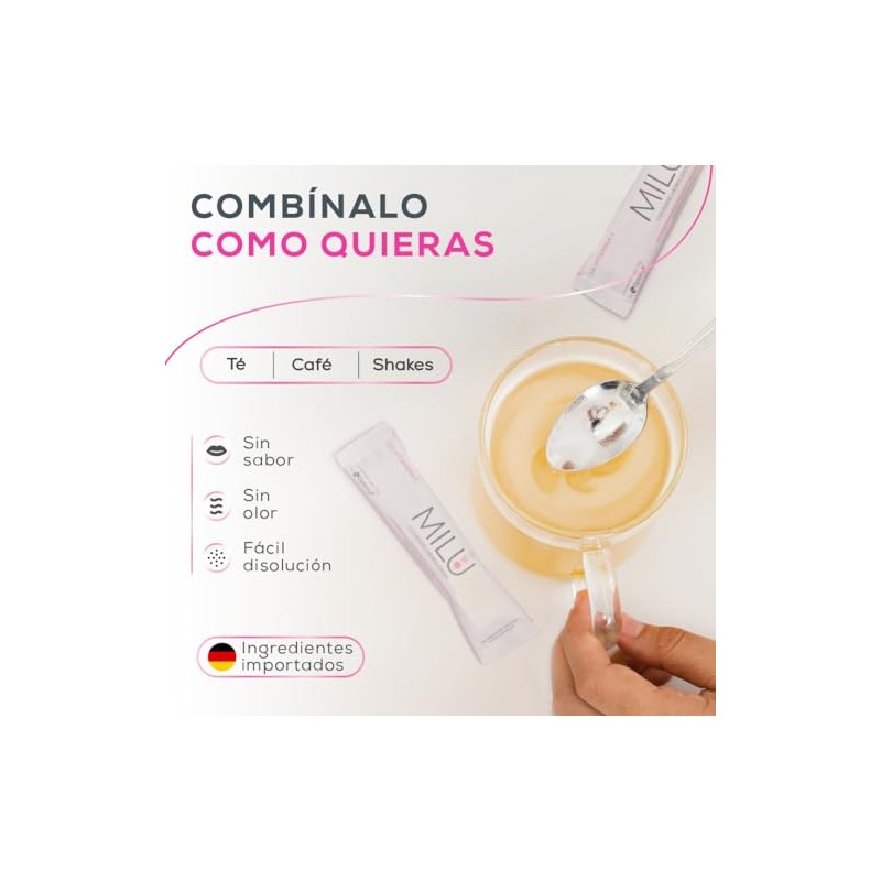 Milu Colágeno Hidrolizado Vitamina Sobres Individuales 11g 1caja Suplemento Alimenticio