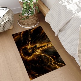 Plistiz Electric Guitar Lightning Indoor Door Mat, 17x29.5 Inch, Floor Area Rug for Entryway, Living Room, or Bathroom, Non-Slip Doormat, Rock and Roll Theme Design Home Decor Rug Gifts