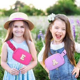 Sienien Fanny Pack for Girls Birthday Christmas Gifts Idea for 4 5 6 7 8 9 10 11 12 13 Year Old Kids Cute Trendy Belt Bag Fashionable Waist Packs Crossbody Bag Initial Letter A Purple Lavender