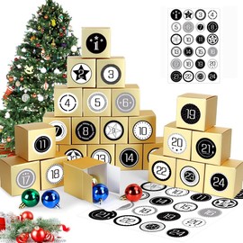 Advent Calendar for Filling, 24 Boxes for Filling, DIY Advent Calendar, Advent Calendar Gift Boxes with Number Stickers, Advent Calendar for Filling Yourself, Gold