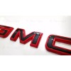 Auto Front & Rear GMC Gloss Red Black OVERLAY Emblem