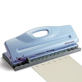 Officemate 90163 - Perforadora ajustable de 6 agujeros para planificadores y carpetas, capacidad de 8 hojas, color azul