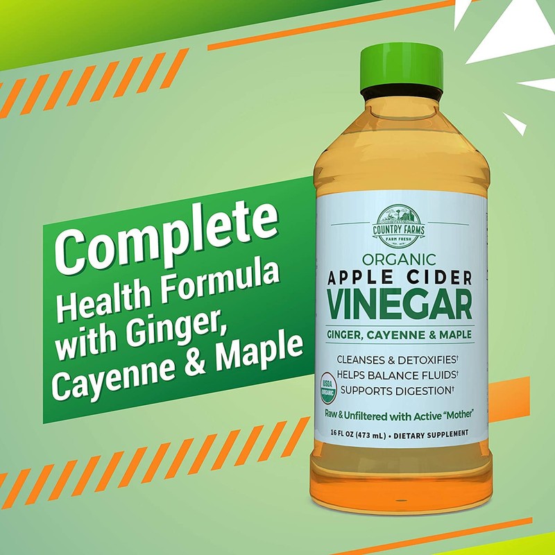 Country Farms Organic Apple Cider Vinegar With Ginger, Cayenne &