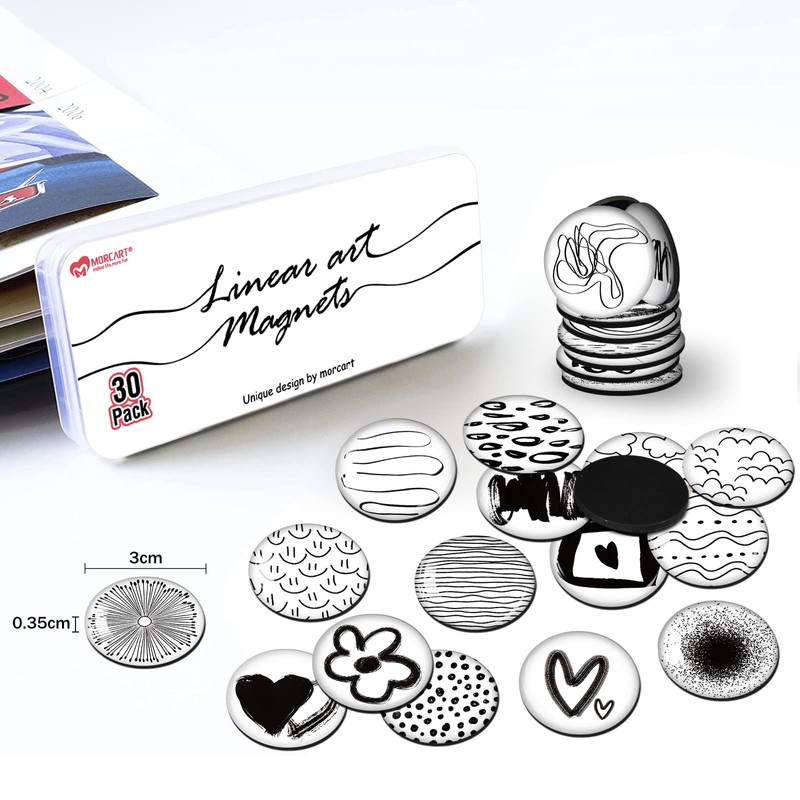 MORCART Pack of 30 Magnets, Funny Linear Art Fridge Magnets,