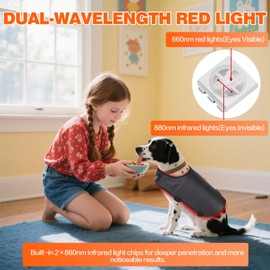 Red Light Ther/apy Back Belt for Dogs and Cats, Wireless Wearable Design with 3 Light Modes and 15-Min Auto Shutoff for Pet Back Care