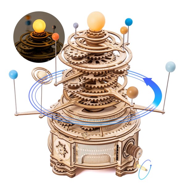 ROKR 3D Wooden Puzzles for Adults Huge Orrery Model - Toy Building Set Mechanical Puzzles 8 Orbiting Planets Unique Gifts for Boys/Girls