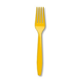 Creative Converting Touch of Color Premium Plastic Forks, 24-Count, School Bus Yellow