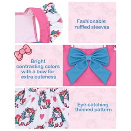 CuteBone Dog Dress for Small Dogs Girl, Unicorn Summer Dresses with Bow & Ruffle Sleeve, UPF50+ Sun Protection, Cute Pet Clothes for Puppy for Birthday Wedding Party Beach ZSFX01M