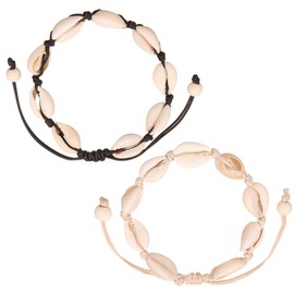 JEXOWIQ Shell Bracelet - 2 Pieces Boho Turquoise Anklet Women, Adjustable Layered Anklet Elephant Pendant Multilayer Ankle Jewellery Charm Sand Beach Foot Jewellery Boho for Women Girls